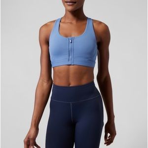 Athleta Ultimate Zip Front Bra A-C in Cottage Blue